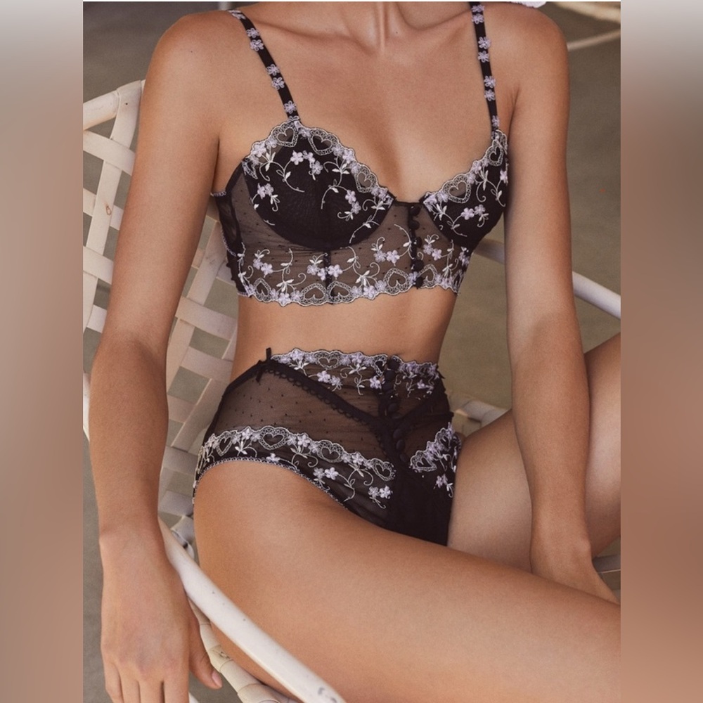 2pc NWT For Love & Lemons "Amour" Set, Retro Longline bra & panty - Picture 3 of 14